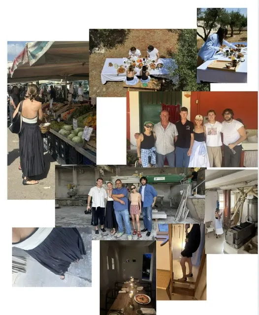 Collage of various people, outdoor dining, and casual scenes.