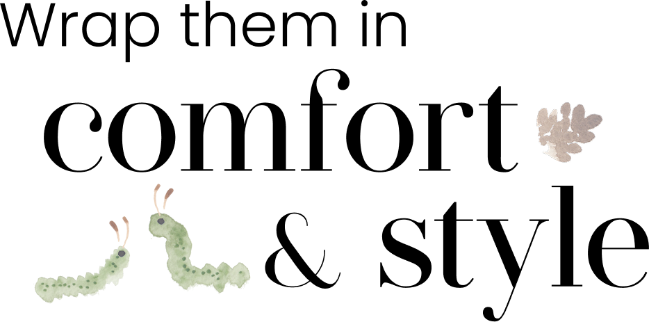 Two cartoon caterpillars and a butterfly on a white background.