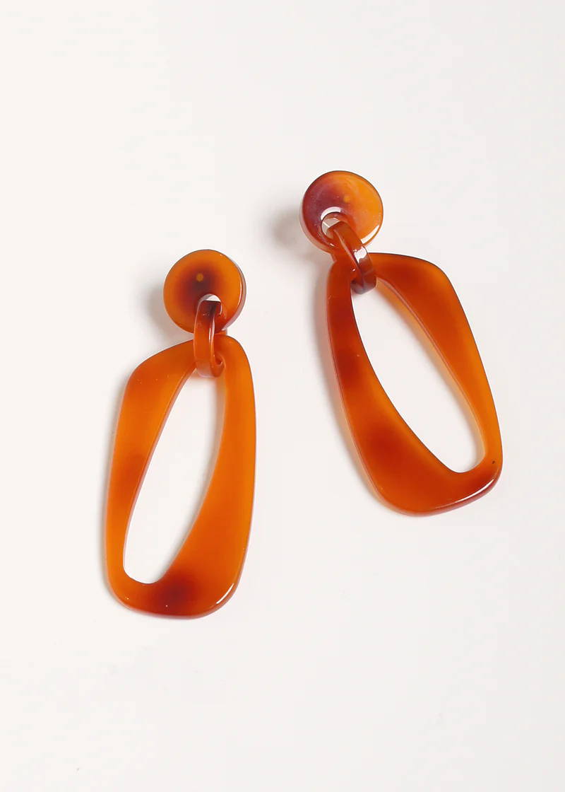A pair of vintage inspired earrings with large amber oval pendants