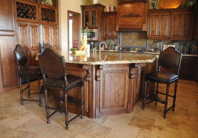 spanish revival kitchen and barstool