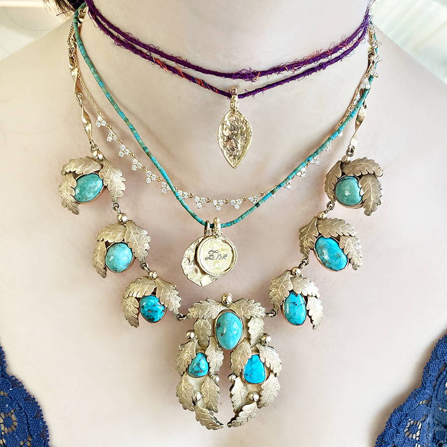 Styled Necklaces with Turquoise and Gold