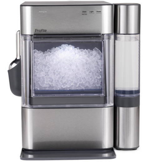Opal ice maker with a clear bin and scoop.