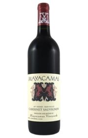 A bottle of Mayacamas Cabernet Sauvignon wine.