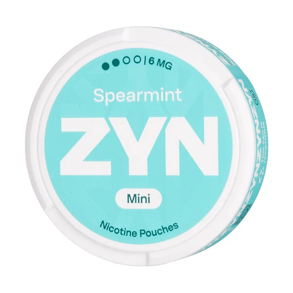 ZYN spearmint nicotine pouches, mini size, 6 mg.