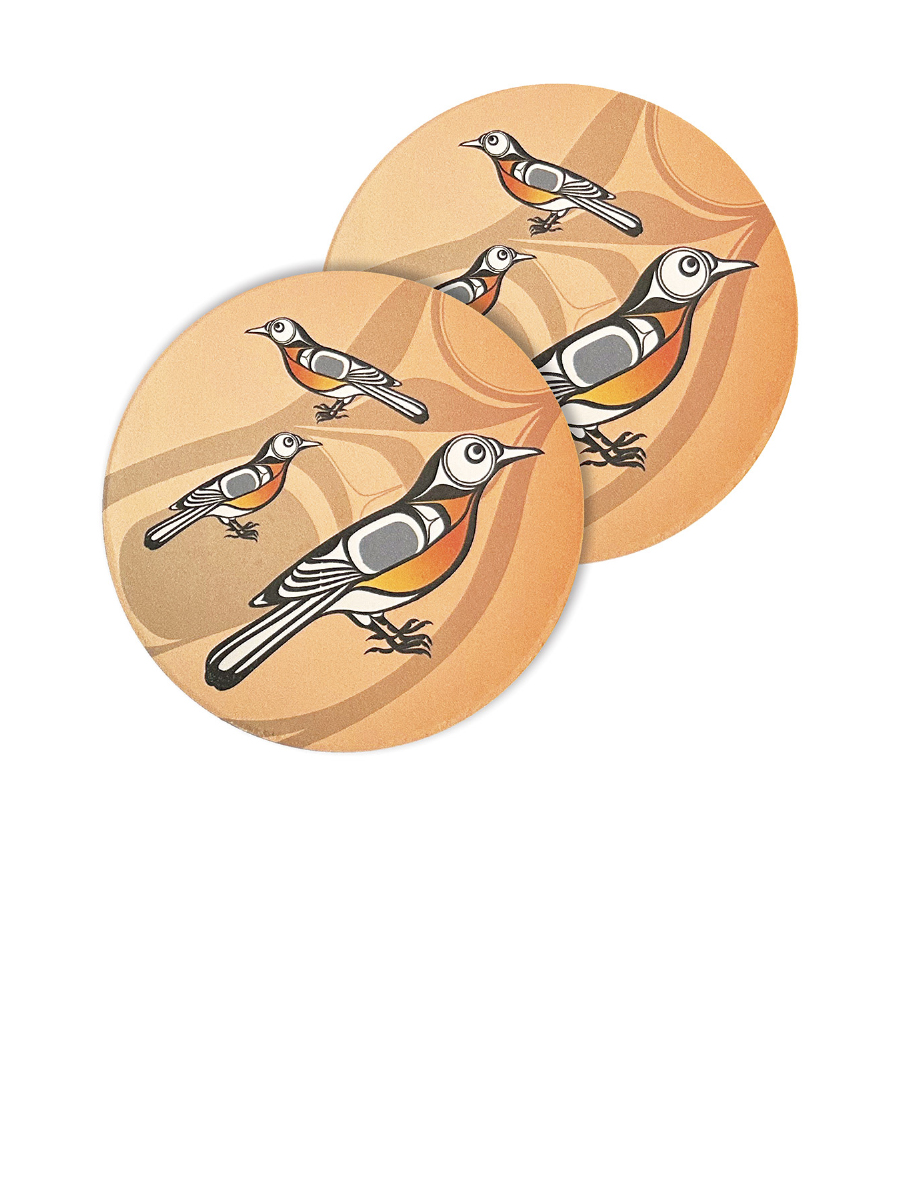Robin Ceramic Coasters by Adam Lewis, We Wai Kai, Kwakwaka'wakw