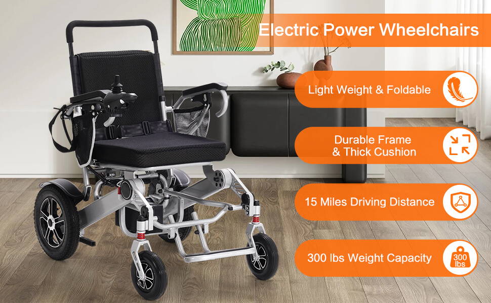 Asjmreye Power Wheelchairs for Seniors and Disabled, Light-weight and Foldable, Suitable for All Terrain