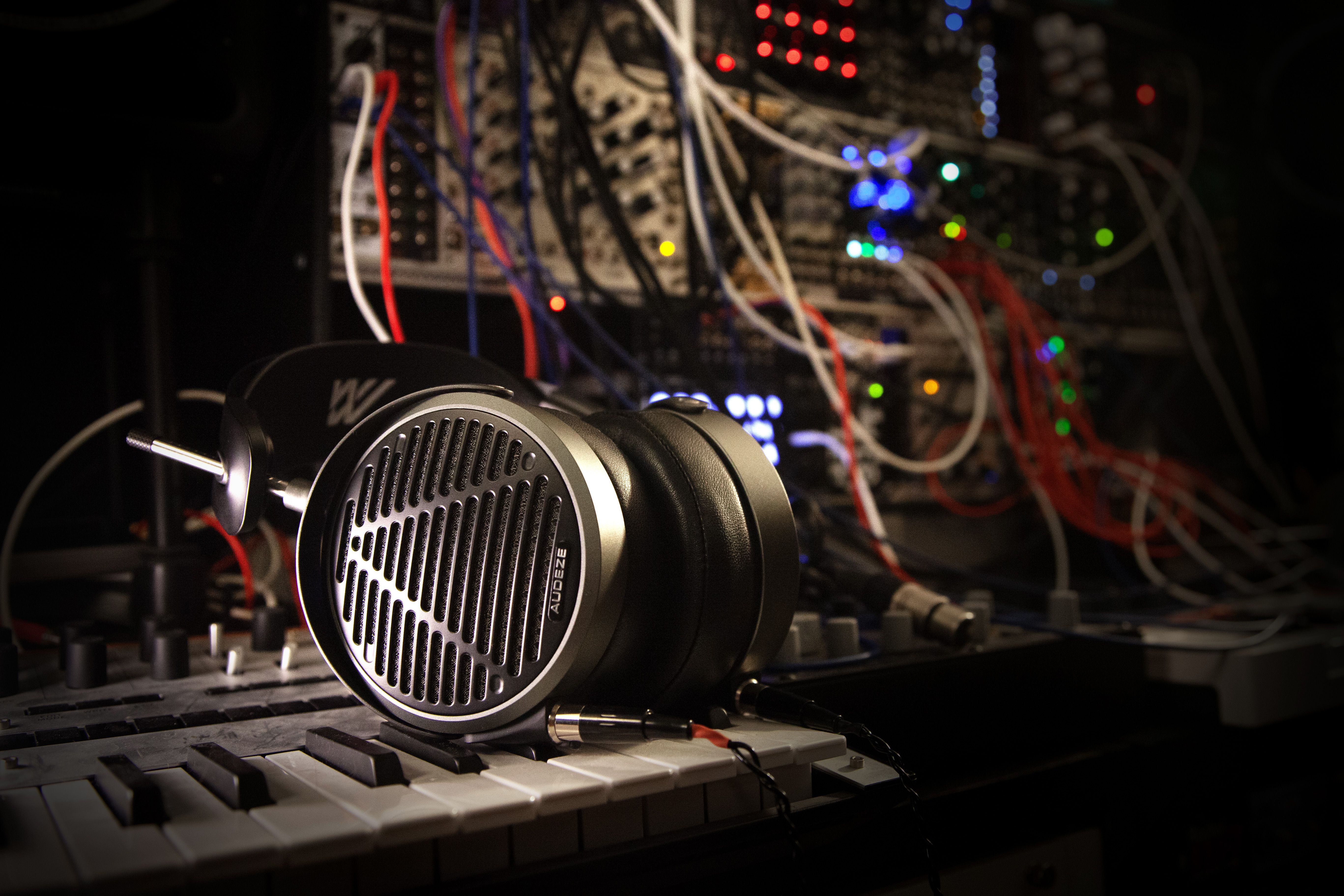 Audeze MM-500 headphones Laying on keyboard in the studio