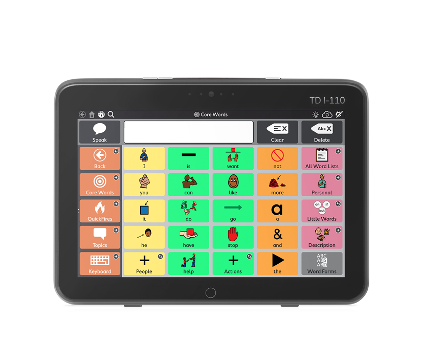 Tobii Dynavox eye gaze device featuring Snap Core First app