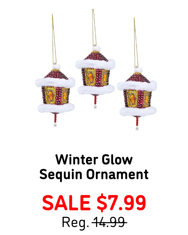 Winter Glow Sequin Ornament — Sale $7.99. (Shown in image).
