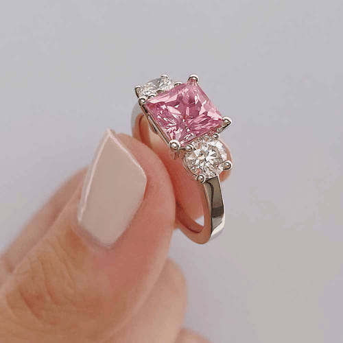 Engagement ring with pink  lab created sapphire by MiaDonna
