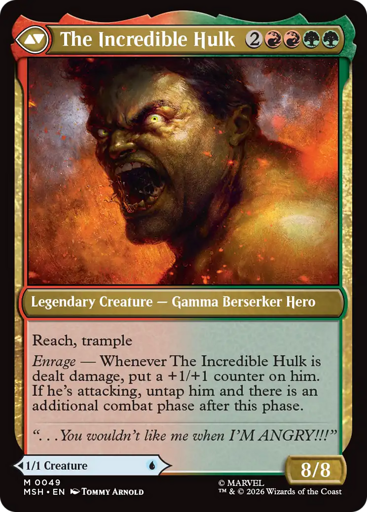 The Incredible Hulk mtg trading card.