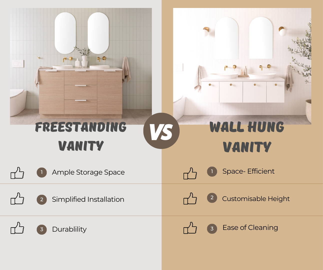 Wall hung vanity vs freestanding