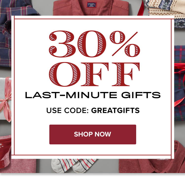 Laydown of UNTUCKit Holiday Products—30% Off Last-Minute Gifts | Use code: GREATGIFTS