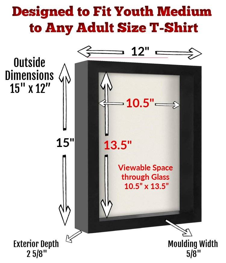 Shart T-Shirt Frames have a viewable space of 13.5 inches by 10.5 inches