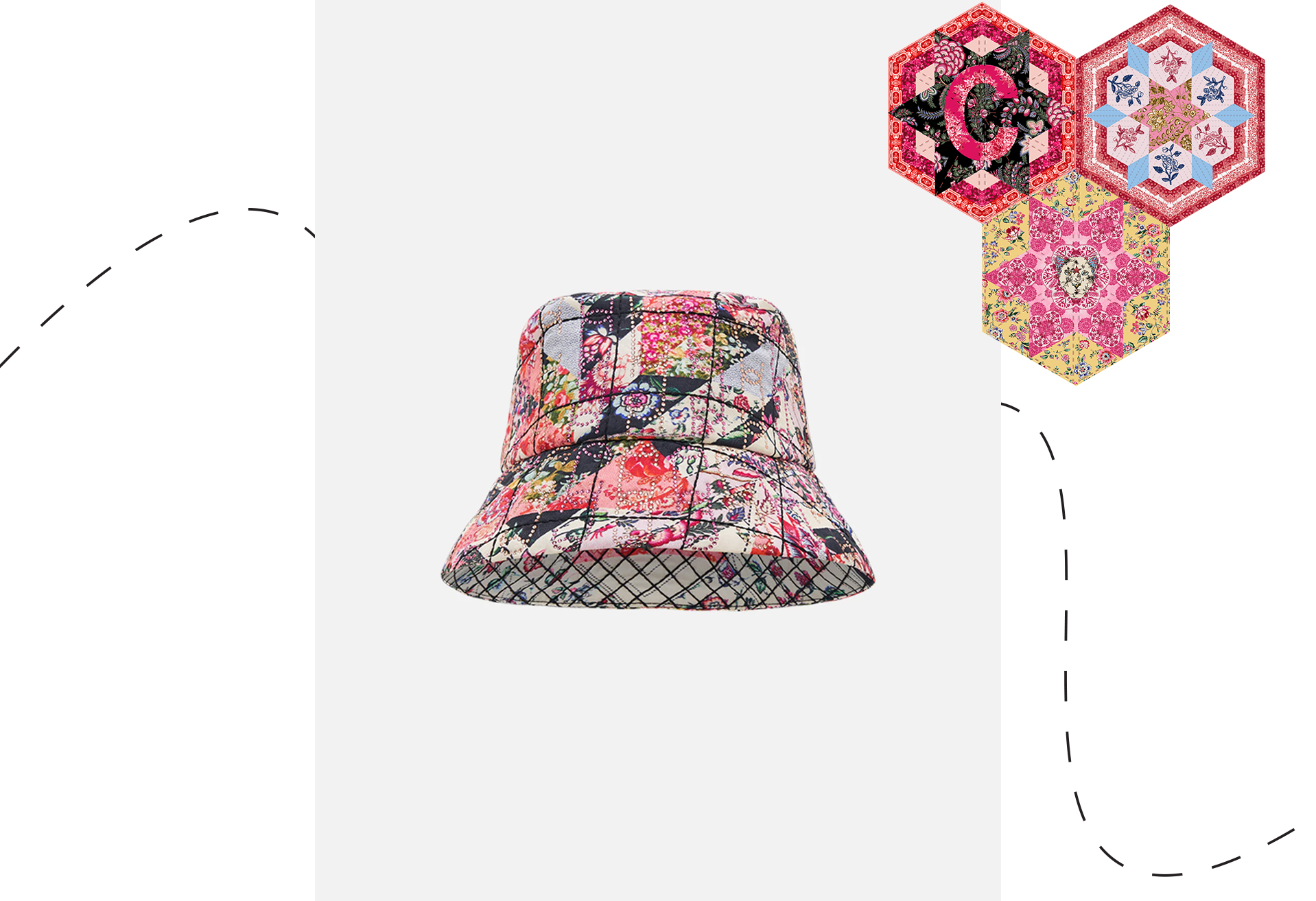 QUILTED BUCKET HAT PATCHWORK POETRY