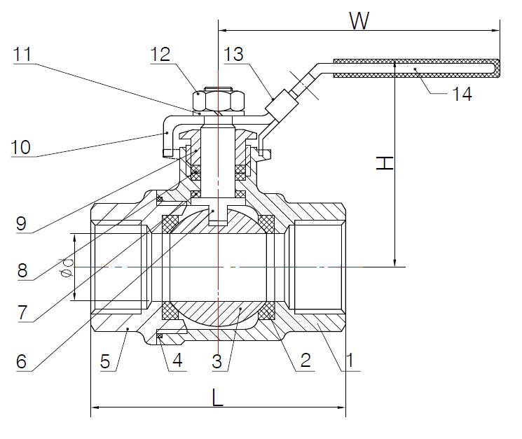 Stainless Steel 2000 PSI Ball Valve Dimensions