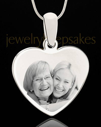 Stainless Photo Engraved Memories Heart Pendants