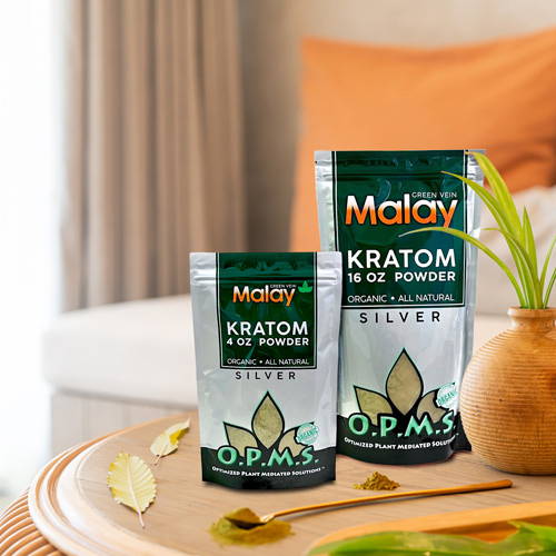 OPMS Silver Malay Kratom Powder Green Vein