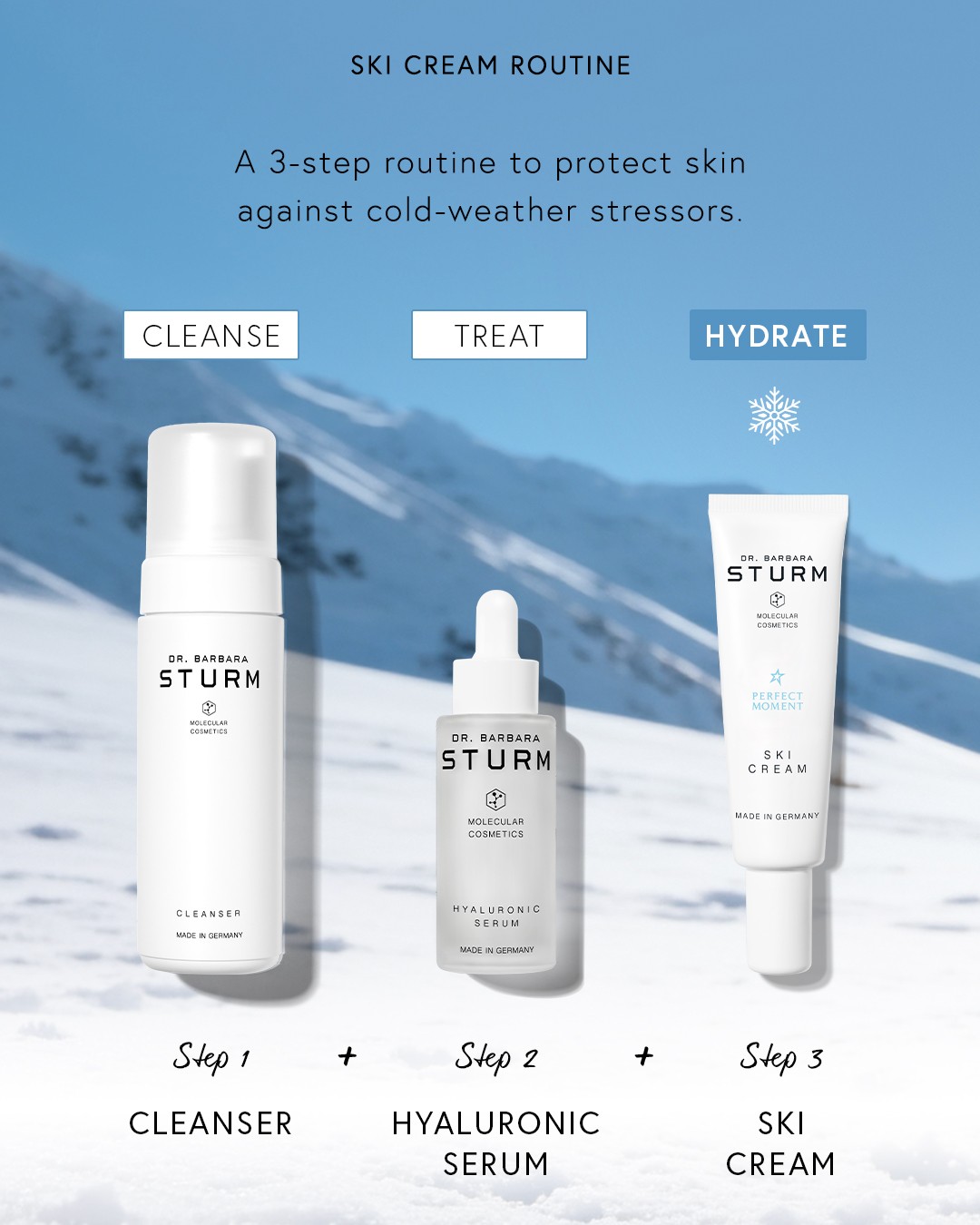 Ski cream routine: 3 steps to protect skin from cold-weather stressors.