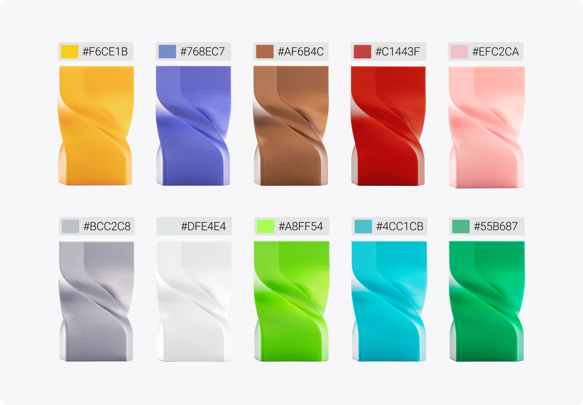 Color swatches in various shades arranged in a grid layout.