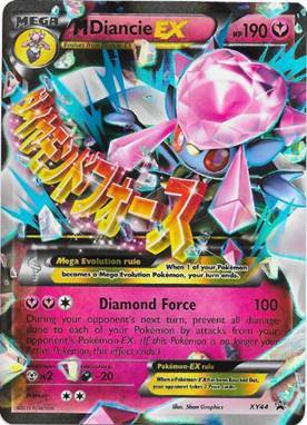 pokemon card set order - Pokémon card featuring Diancie EX with a diamond-themed design.