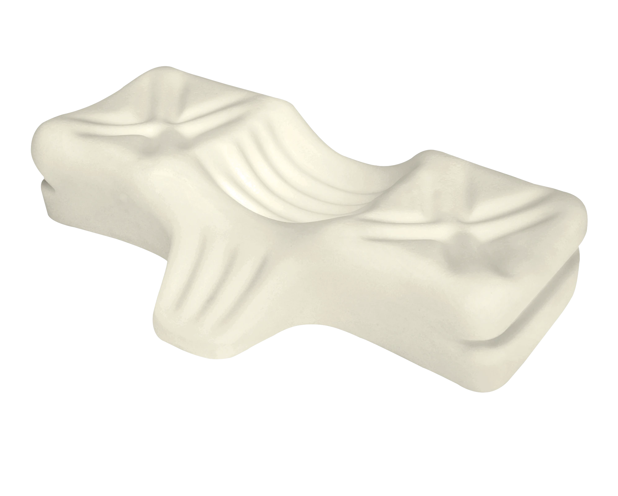 Therapeutica® Sleeping Pillow molded foam core shown without its cover, highlighting the ergonomic contoured design with recessed center and sculpted support zones. Product image illustrating the foam insert engineered to promote proper neck alignment, relieve pressure, and provide comfortable cervical support during sleep.