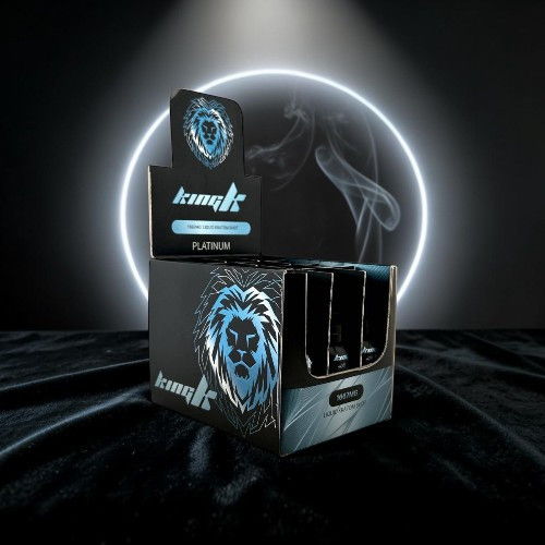 Product display box with lion logo on a dark background.