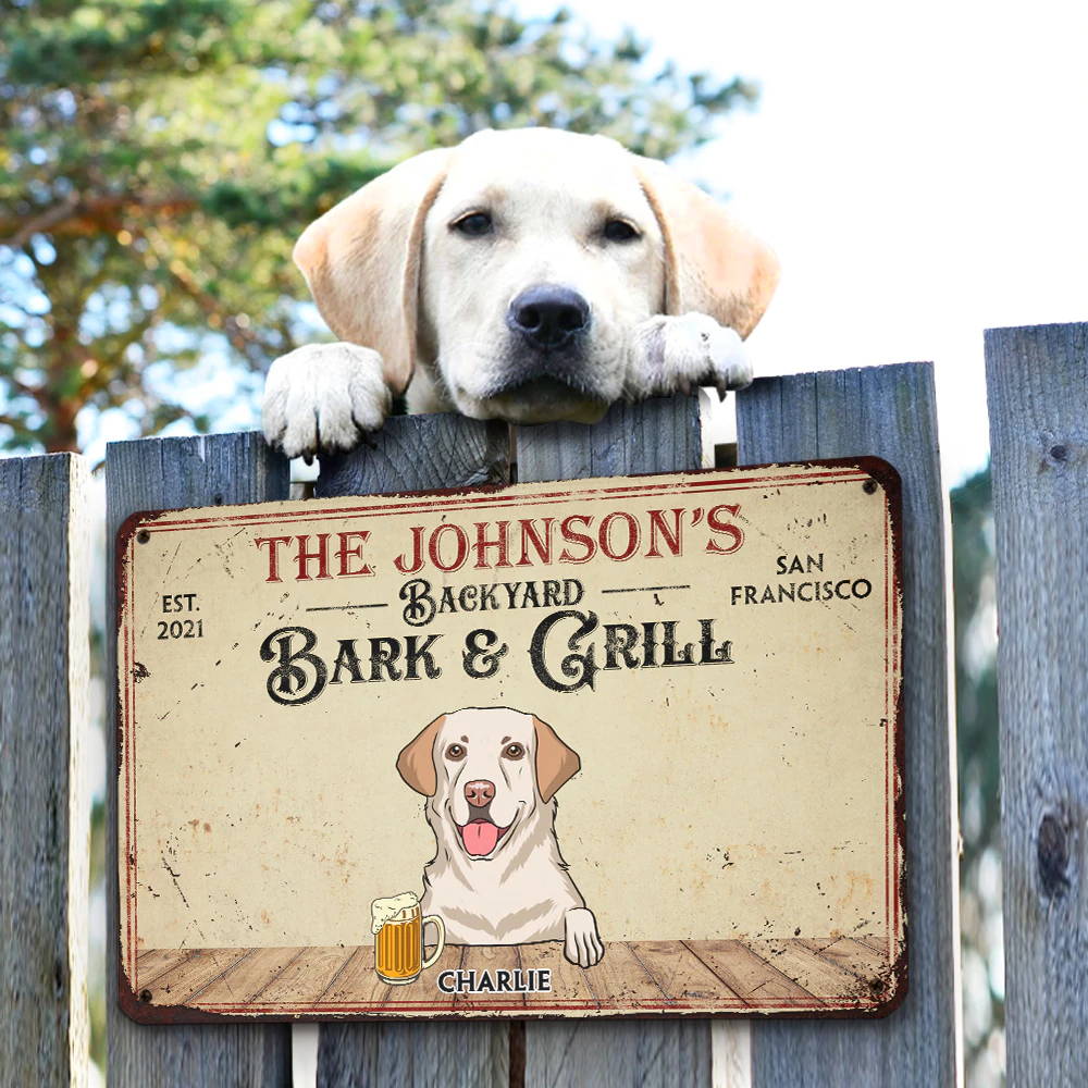 BACKYARD BARK & GRILL - PERSONALIZED CUSTOM METAL SIGN