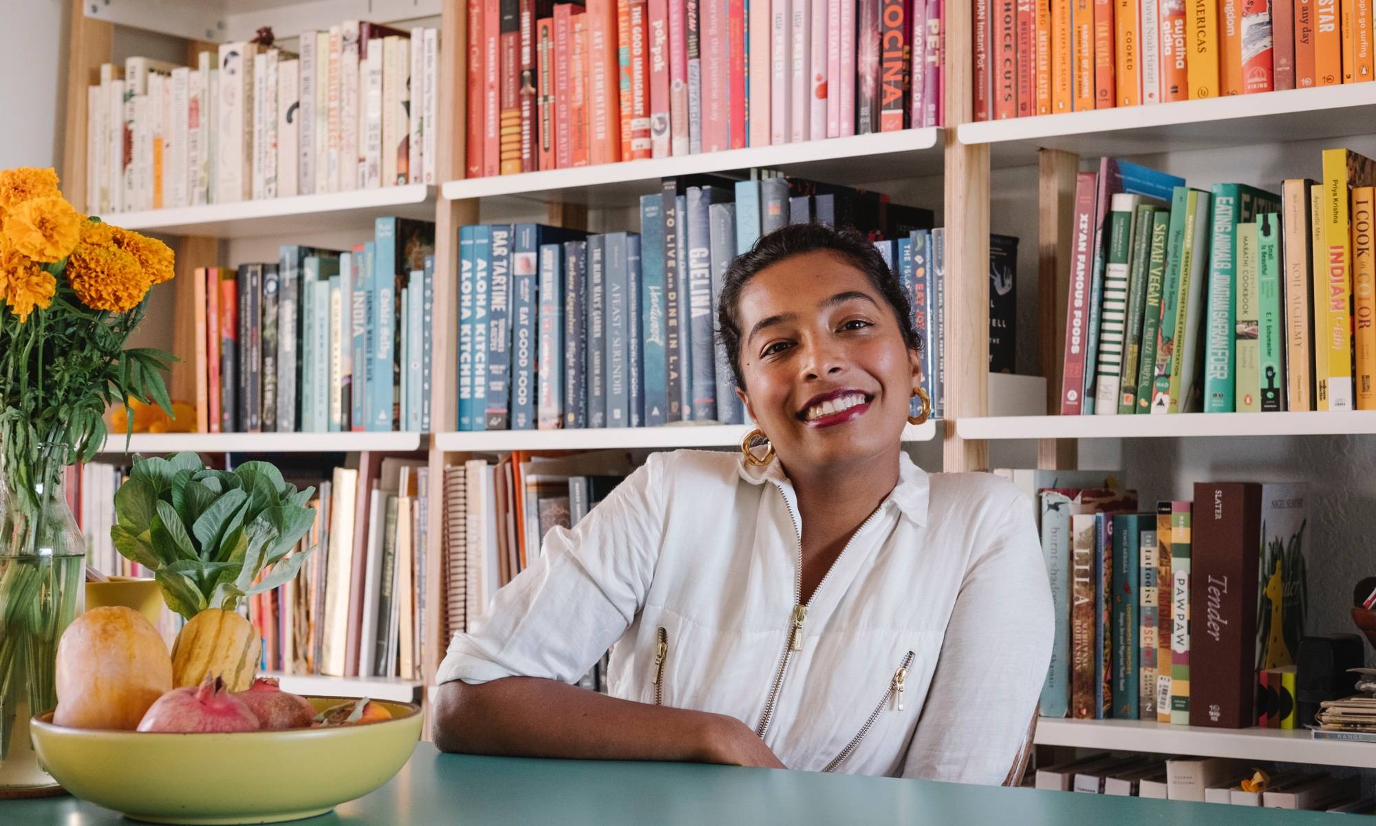 Sana Javeri Kadri at home with her Floyd bookshelves