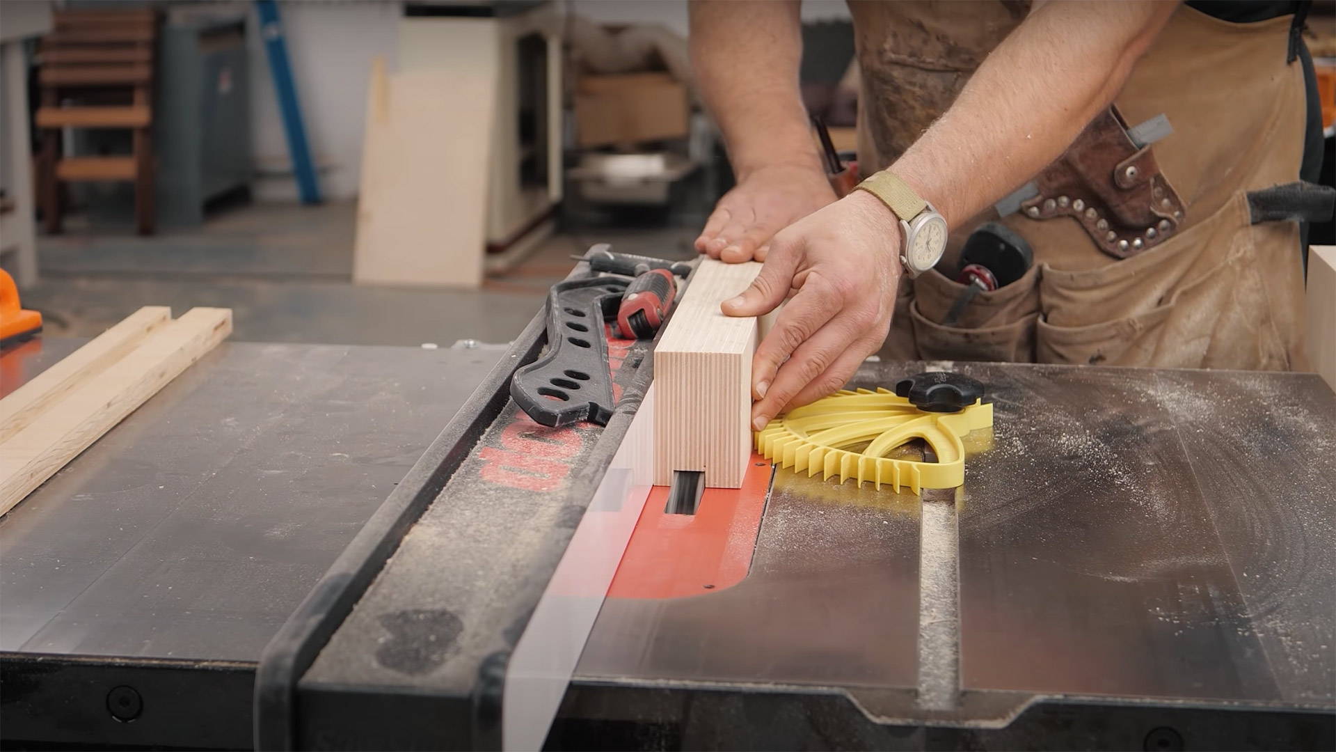 using a dado stack to cut a groove