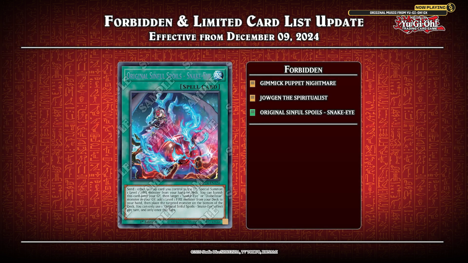 Yu-Gi-Oh! Forbidden & Limited Card List Update effective December 2023.