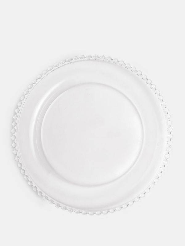 Clear pearl edged dinner plate.