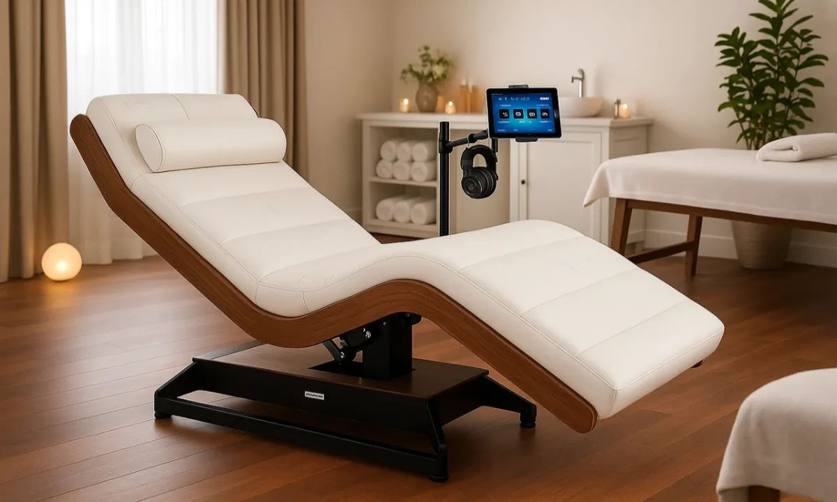 A white Gharieni RLX BrainGym™ in a spa setting