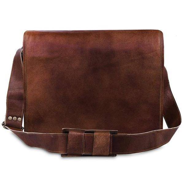 Leather Messenger Bag For 15 Inch Laptops For Men and Women - Satchel