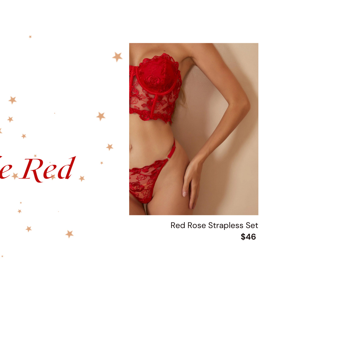 red rose strapless lingerie