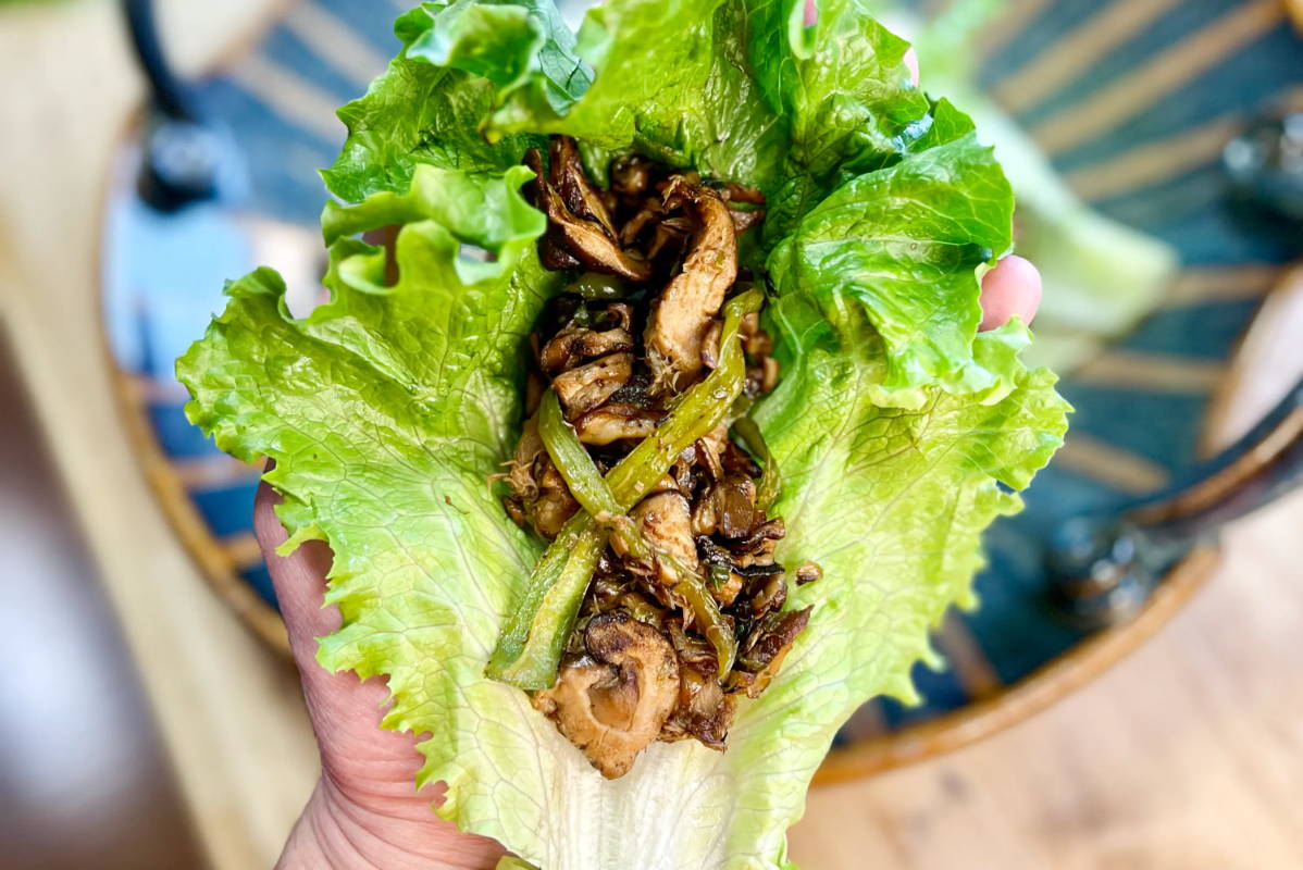 spicy shiitake mushroom lettuce wrap