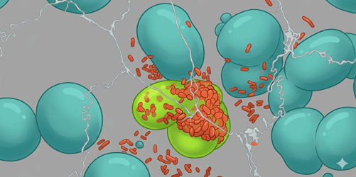 Image of C2BBe1 human colorectal cells infected with Salmonella showing active caspase-1 green fluorescence and cell pyroptosis.