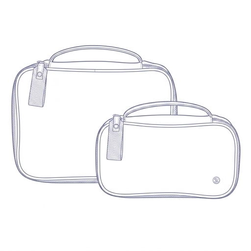 Two transparent cosmetic bags with handles, one larger than the other.