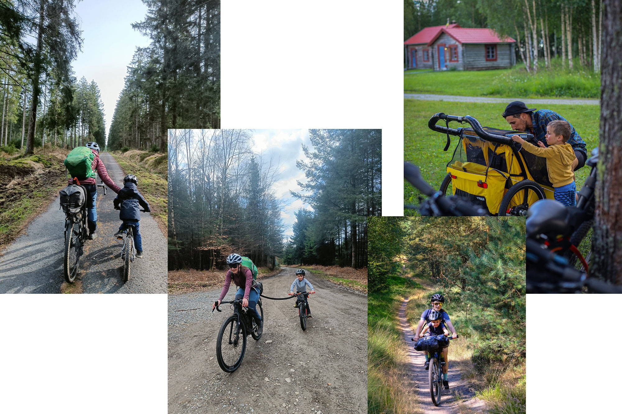 collage of riding photos with the kids